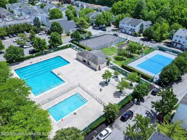 an aerial view of a house