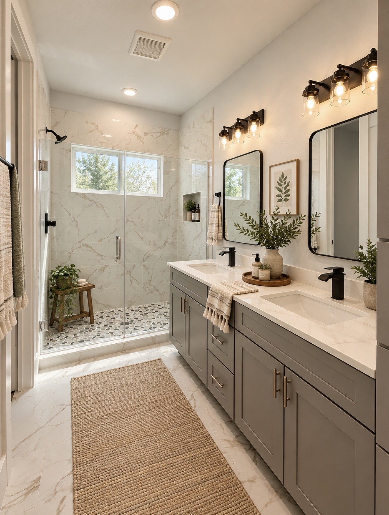 1416 Ivyridge Road Houston, TX 77043 - Photo 11 of 21 Master Bathroom with two sinks and standing shower room.