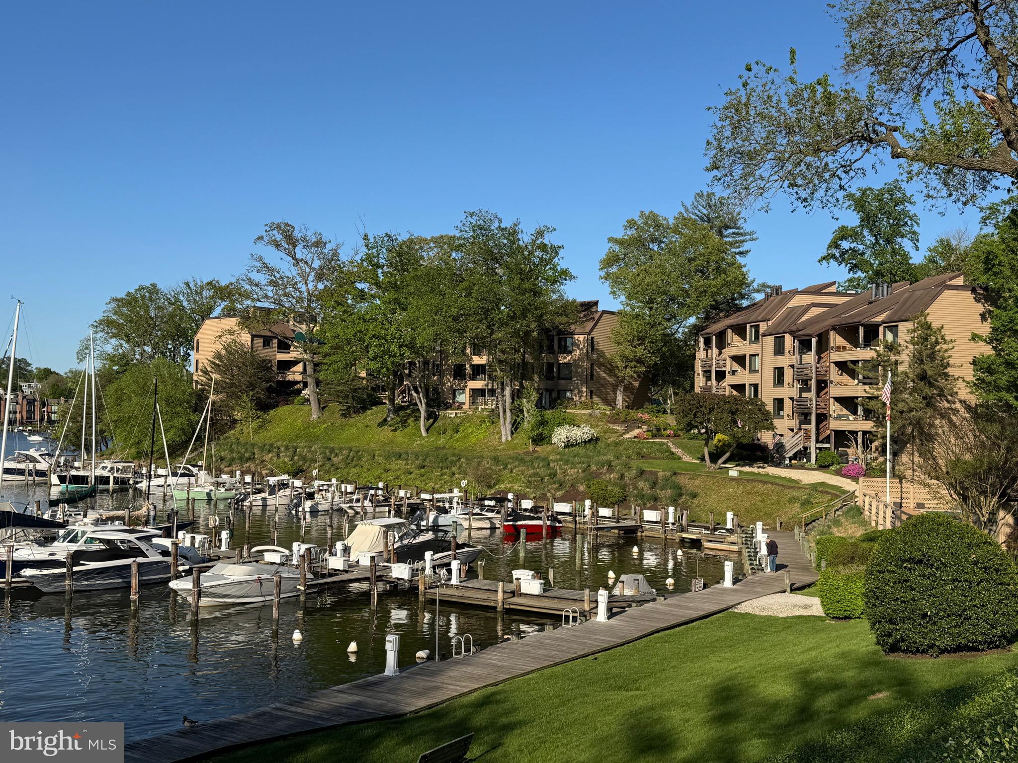 1 President Point Drive, Unit B2 Annapolis, MD 21403 - Photo 27 of 36 a view of a lake with a bench and trees