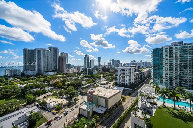a view of a city with tall buildings