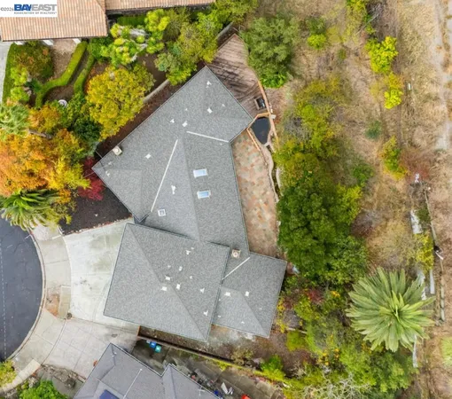 an aerial view of a house