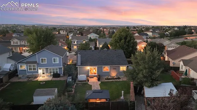 an aerial view of a house