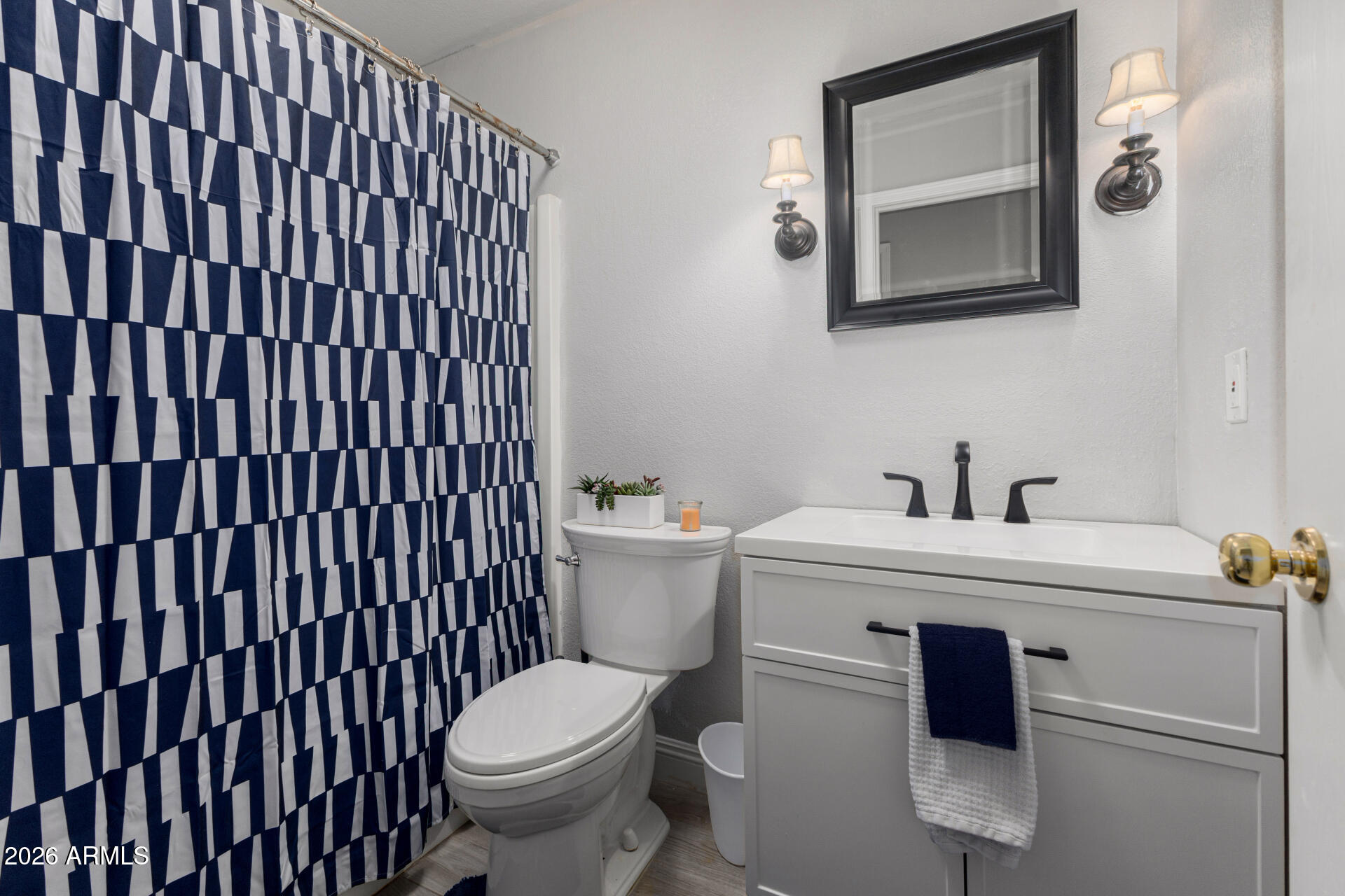 1022 East Pedro Road Phoenix, AZ 85042 - Photo 17 of 29 a bathroom with a toilet a sink and mirror