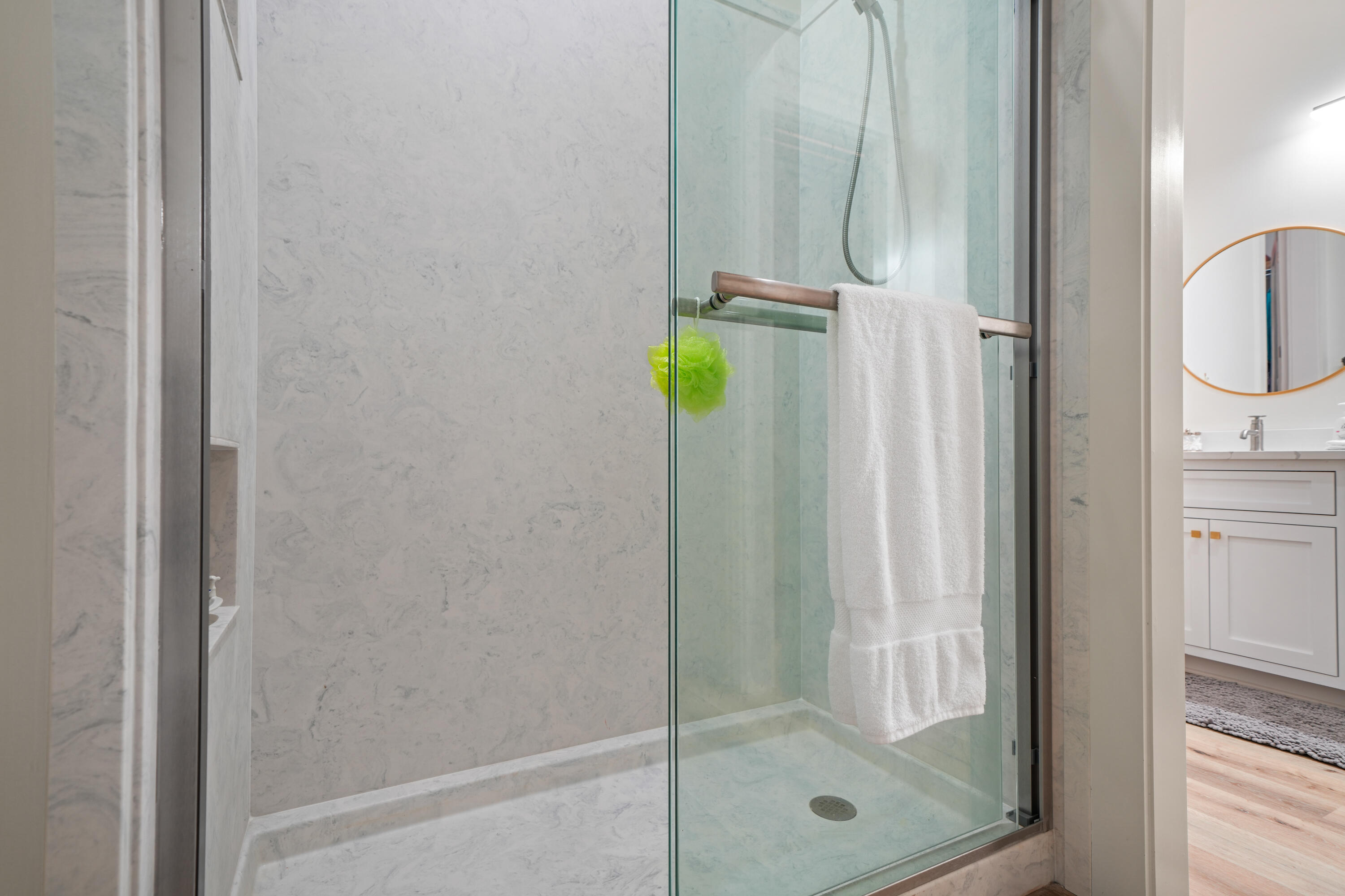 279 Smith Drive Santa Rosa Beach, FL 32459 - Photo 33 of 56 a bathroom with a glass shower door