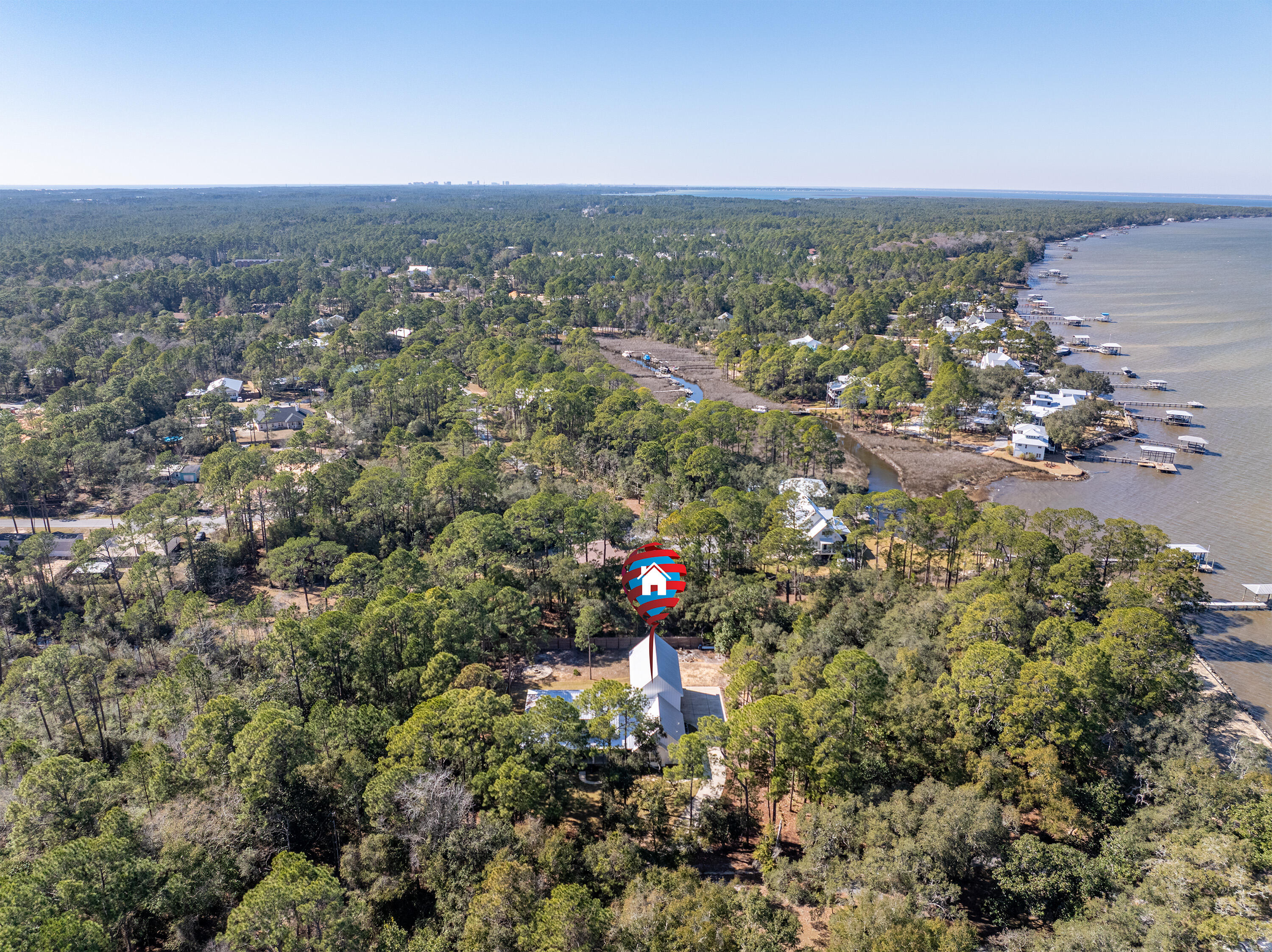 279 Smith Drive Santa Rosa Beach, FL 32459 - Photo 49 of 56 an aerial view of a houses with a yard