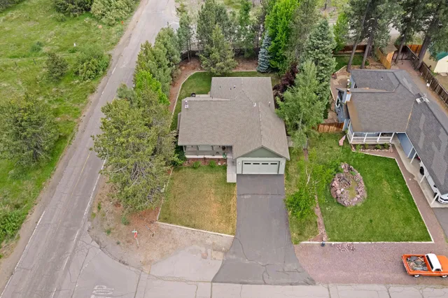 an aerial view of a house having outdoor space