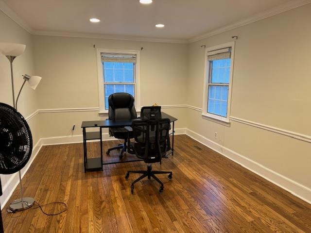 1409 Roper Road Bolivar, TN 38008 - Photo 12 of 33 Office space featuring dark hardwood / wood-style floors and crown molding