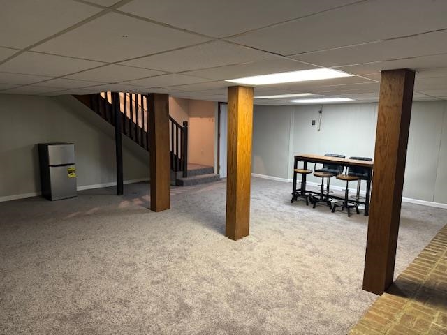 1409 Roper Road Bolivar, TN 38008 - Photo 24 of 33 Basement featuring carpet, a drop ceiling, and white refrigerator