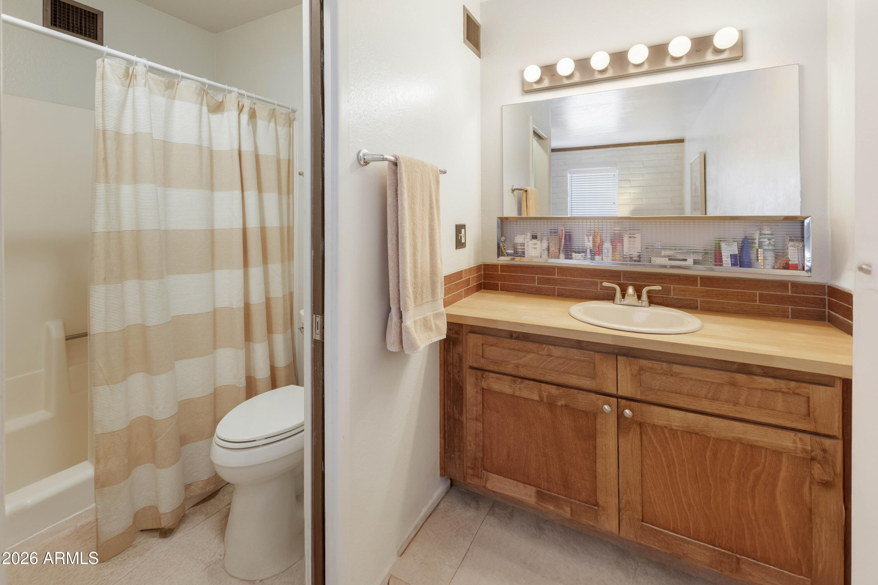 9111 North Oracle Road, Unit 110 Tucson, AZ 85704 - Photo 13 of 27 a bathroom with a sink a toilet and shower