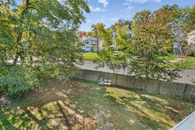 a view of a yard with a tree
