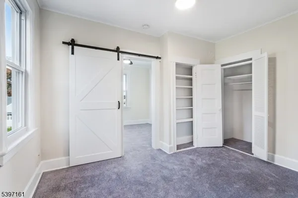 a view of a small space with a window