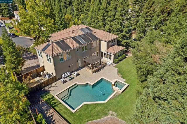 an aerial view of a house