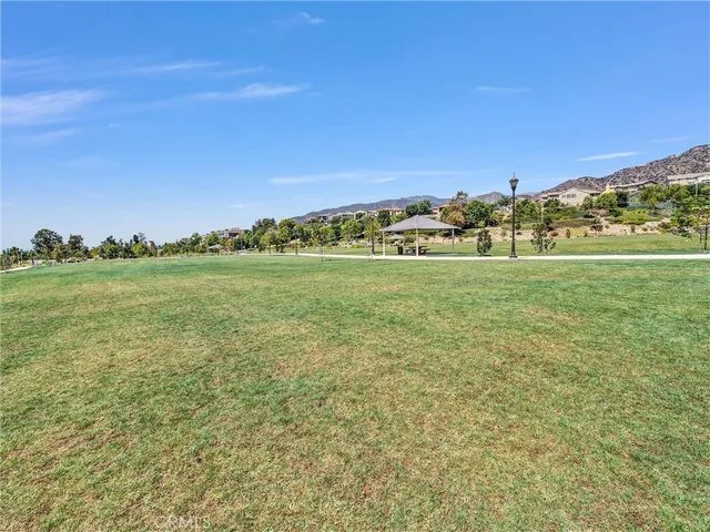 a view of a park with slide