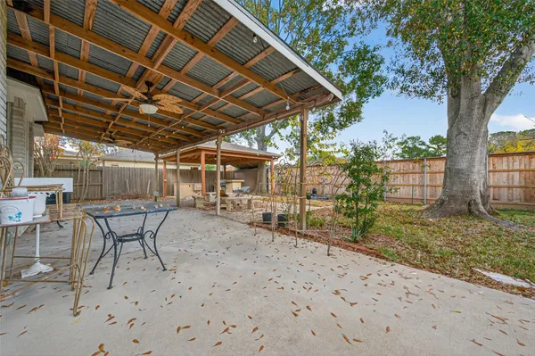a patio with a outdoor space