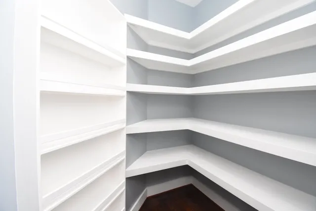 a view of an empty walk in closet