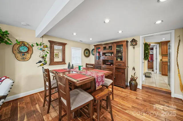 a living room with furniture and decor