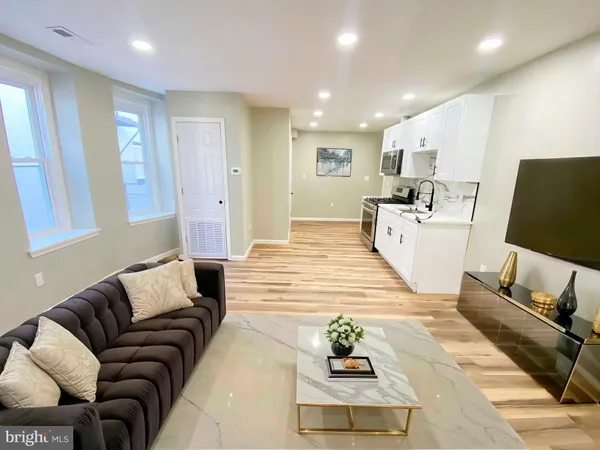 a living room with furniture