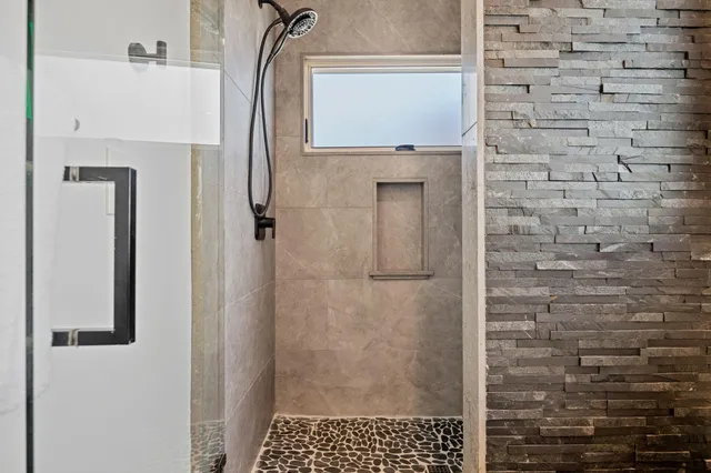 a bathroom with a shower