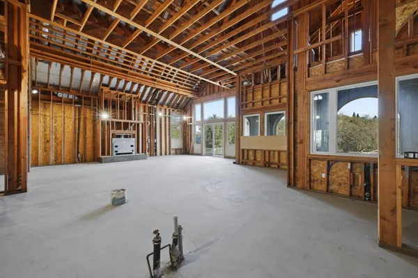a view of a porch with a door