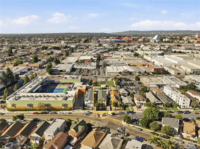 an aerial view of a city