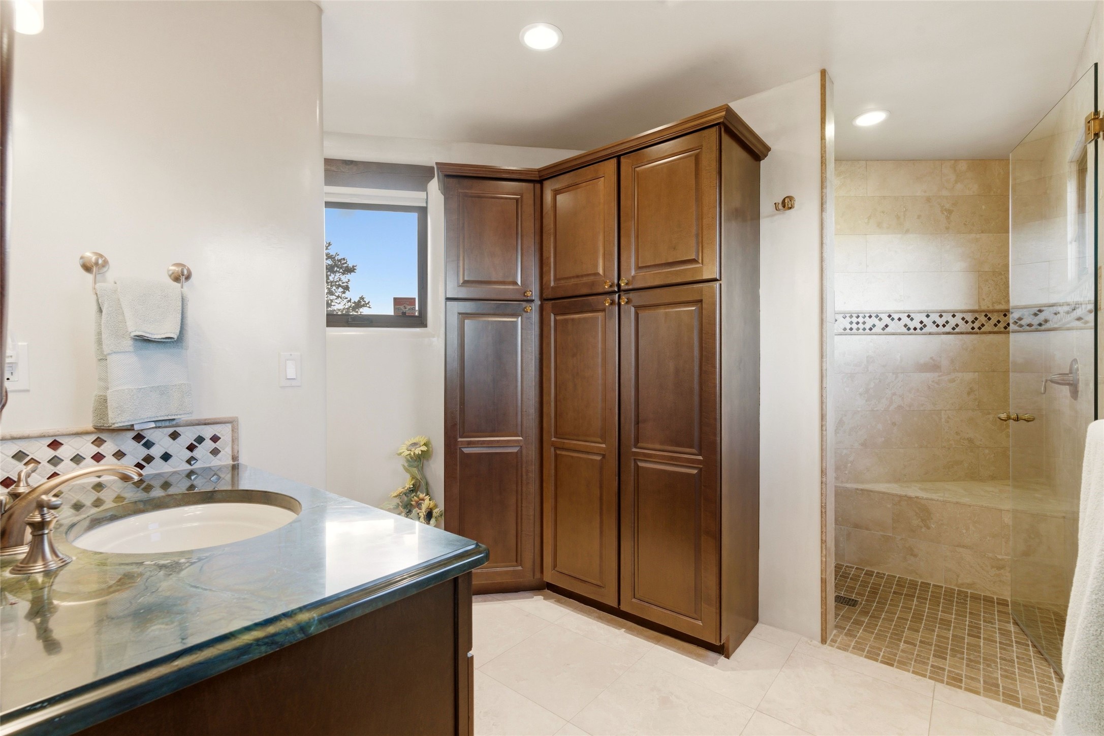42 San Juan Ranch Road Santa Fe, NM 87506 - Photo 32 of 49 Bedroom Three en-suite Bath with walk-in shower
