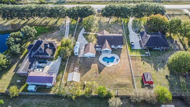 an aerial view of a house