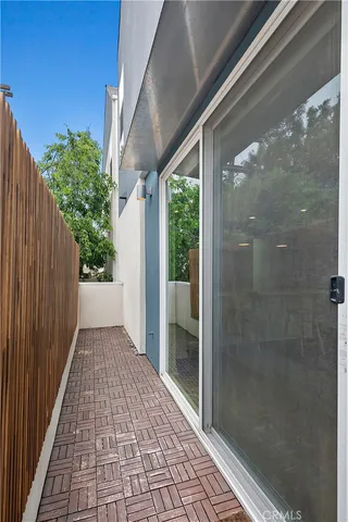 a view of a glass door with glass door