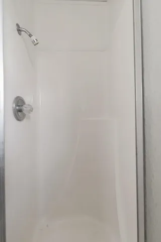 a close view of a shower in the bathroom