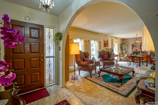 a living room with furniture