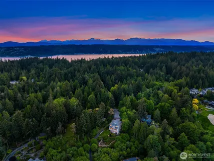 a view of a city with sunset view