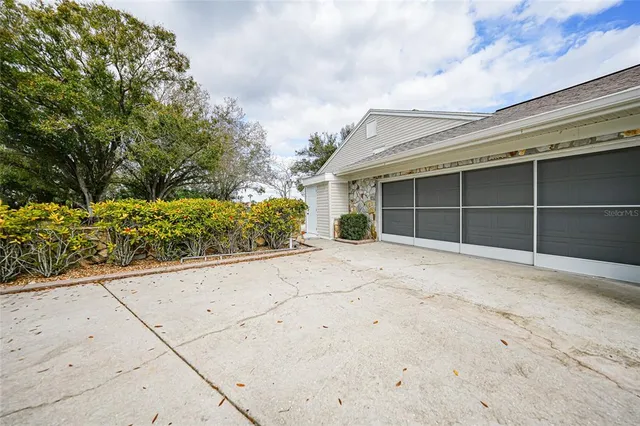a view of a swimming pool with an outdoor space