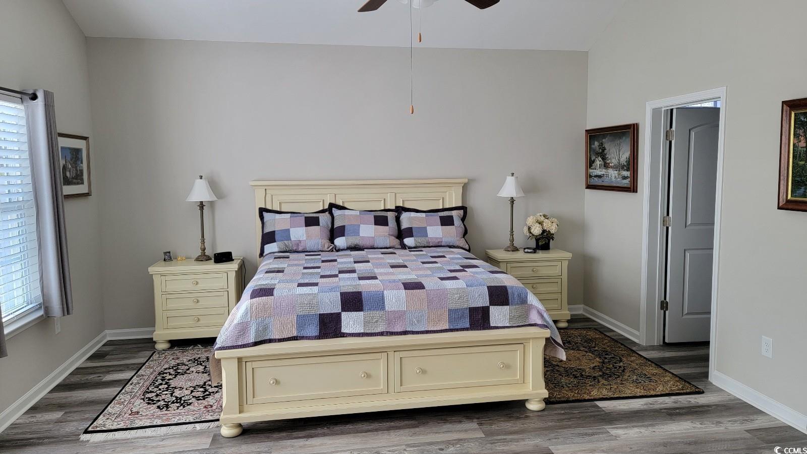 372 Leste Road Myrtle Beach, SC 29588 - Photo 12 of 25 Bedroom featuring ceiling fan, wood-type flooring,