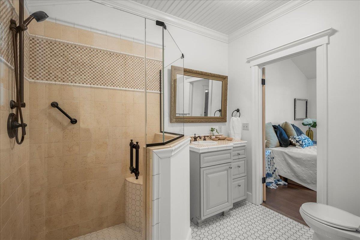 32 Maple Avenue Atherton, CA 94027 - Photo 26 of 52 a bathroom with a sink a toilet and shower