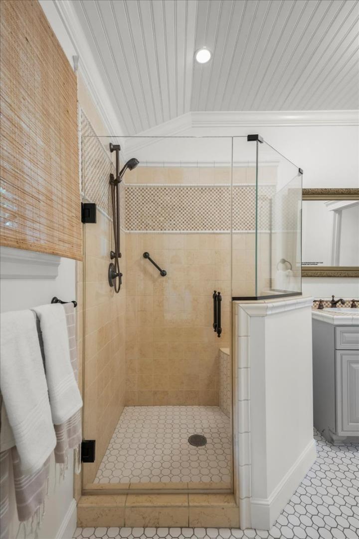 32 Maple Avenue Atherton, CA 94027 - Photo 27 of 52 a bathroom with a shower and a toilet