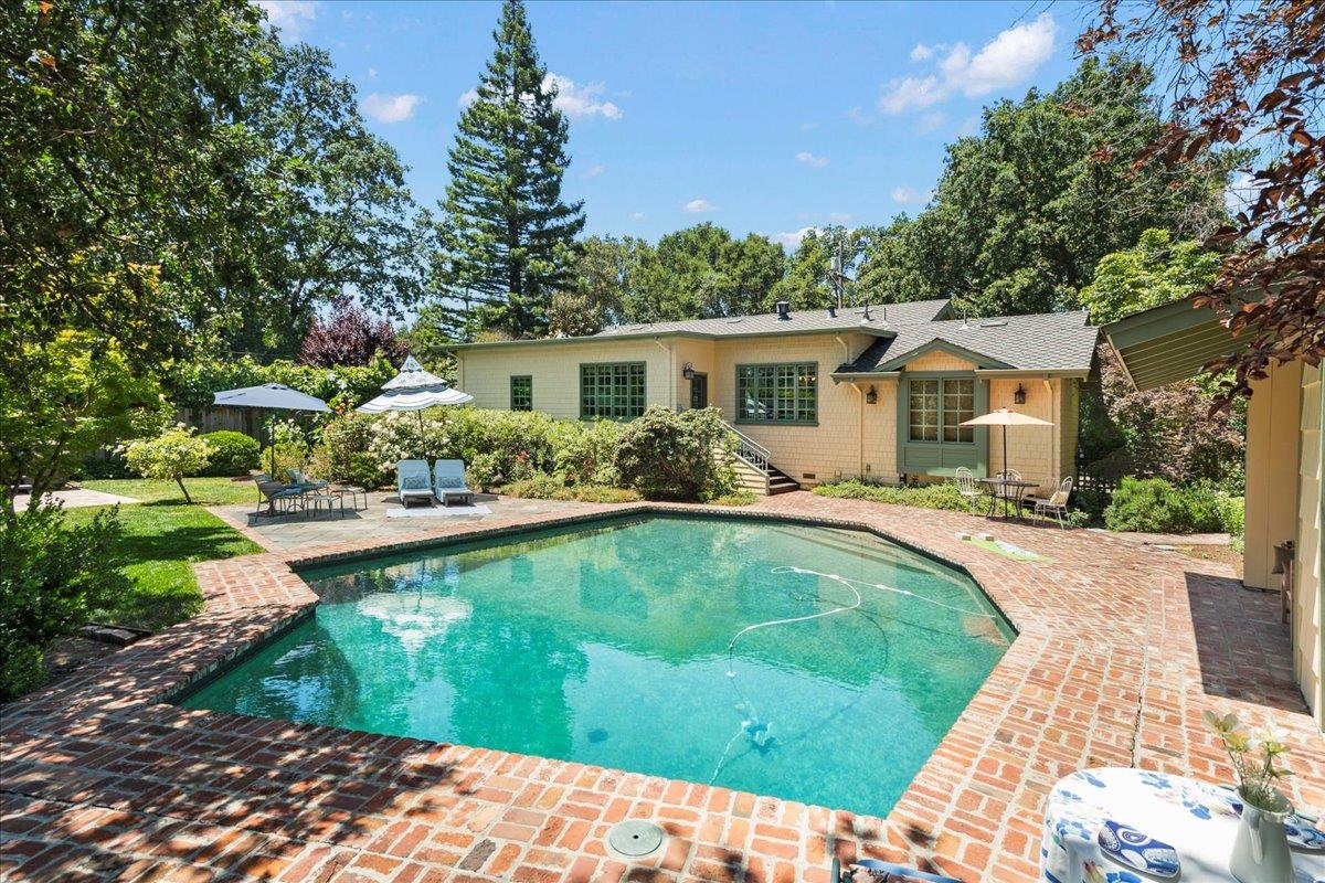 32 Maple Avenue Atherton, CA 94027 - Photo 48 of 52 a front view of house with yard and outdoor seating