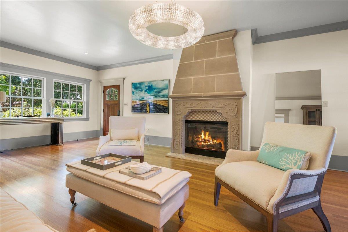 32 Maple Avenue Atherton, CA 94027 - Photo 7 of 52 a living room with furniture and a fireplace