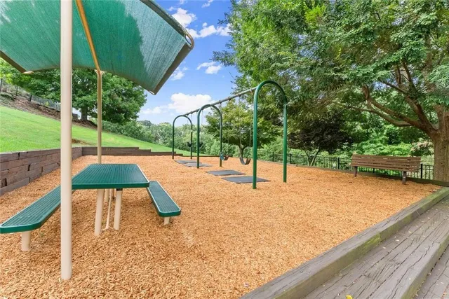 a view of a park with slide