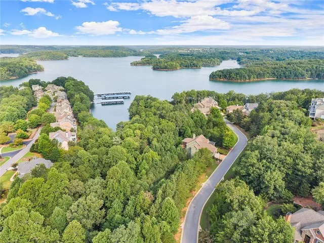 a view of a lake with outdoor space