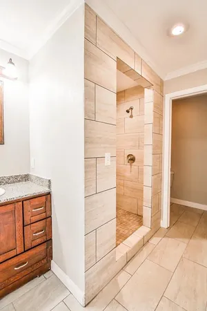 a bathroom with a shower