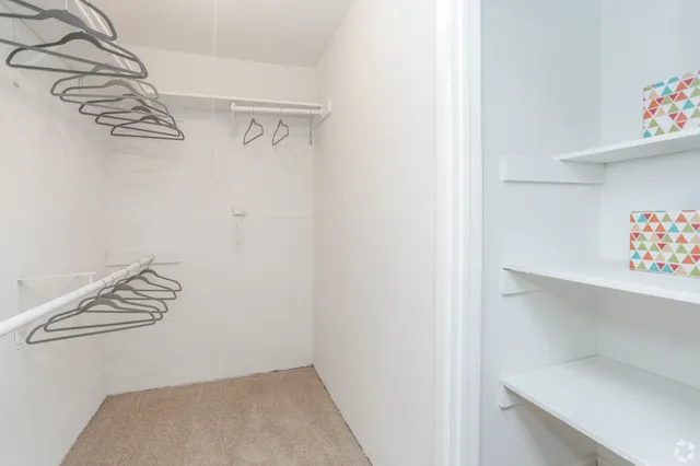 a view of small space with racks on the wall