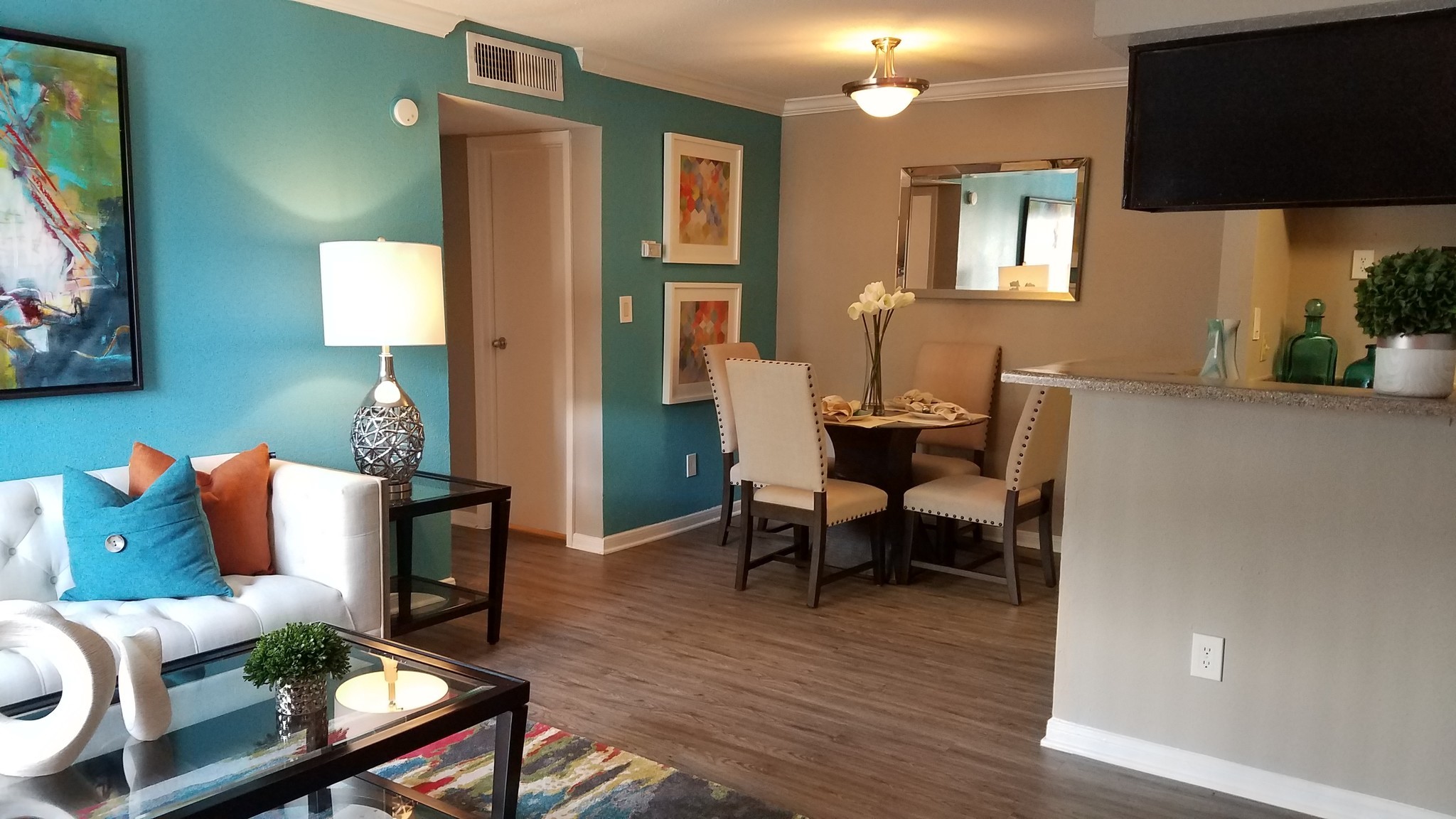 10250 Lands End Drive, Unit 410 Houston, TX 77099 - Photo 6 of 27 a living room with furniture and a flat screen tv