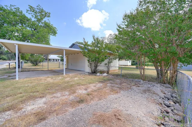 a view of a yard with a tree