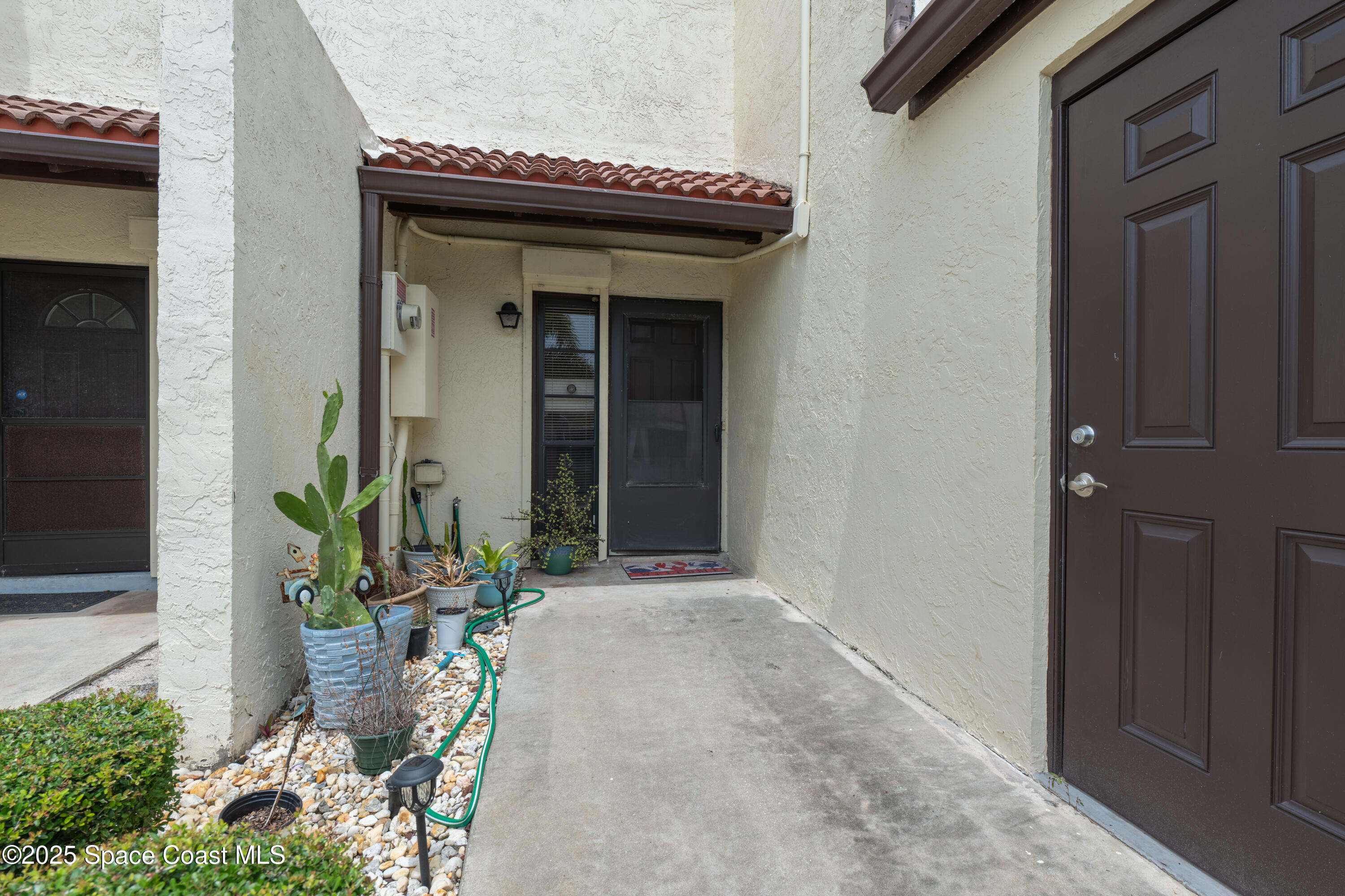 3222 Beach View Way Melbourne Beach, FL 32951 - Photo 2 of 31 a view of potted plants in front of a door