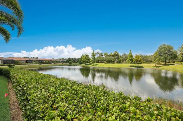 a view of a patio with couches table and chairs under an umbrella