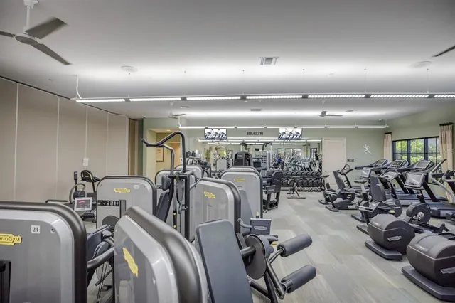 a view of a building with sitting area