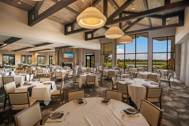 a view of a park with swings and slides