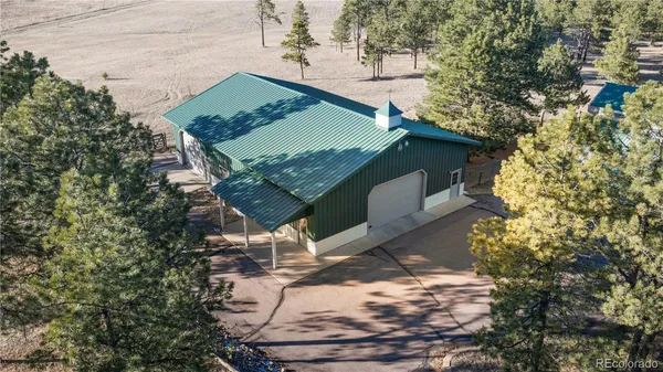 an aerial view of a house