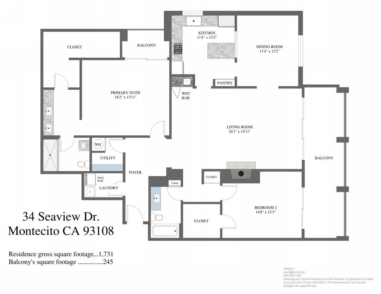 34 Seaview Drive Santa Barbara, CA 93108 - Photo 15 of 15 36 Seaview Floorplan