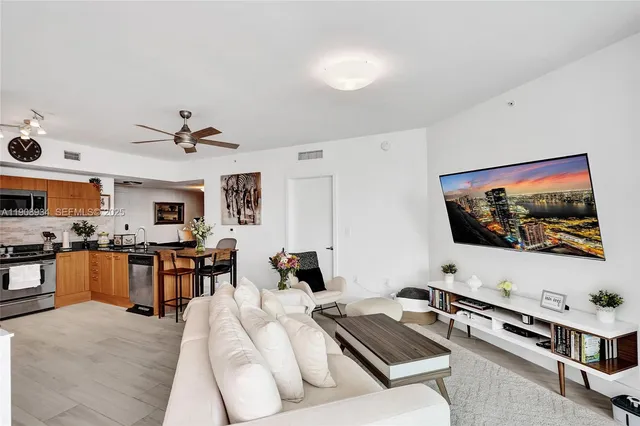a living room with furniture and a flat screen tv