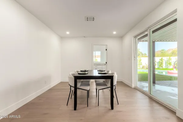 a workspace with furniture and window